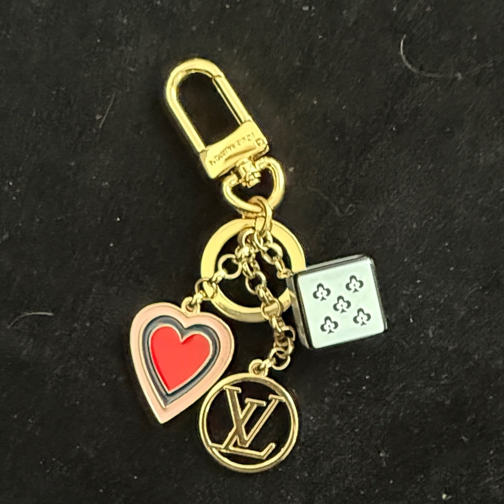 Louis Vuitton Gold and Red Heart Key Holder